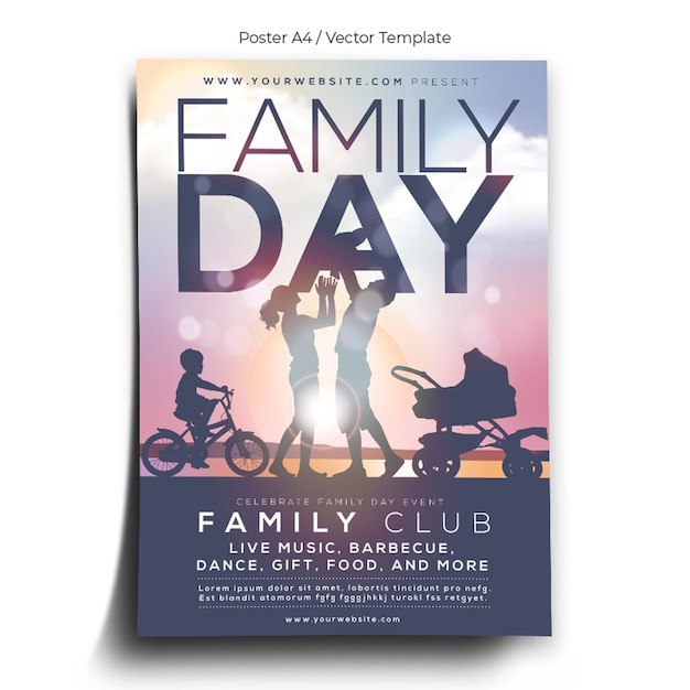 Vector plantilla de póster de celebración del día de la familia