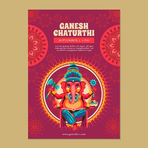 plantilla de póster para la celebración de Ganesh Chaturthi