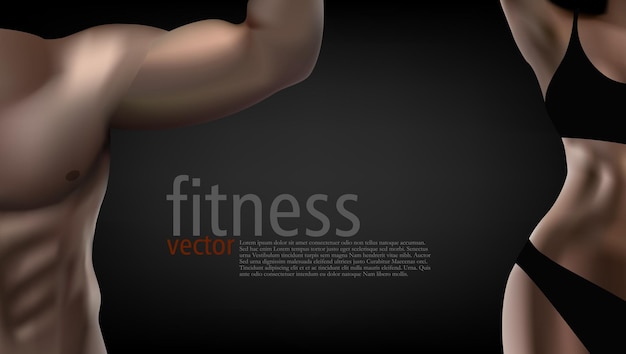 Vector plantilla de póster de club de fitness masculino femenino realista