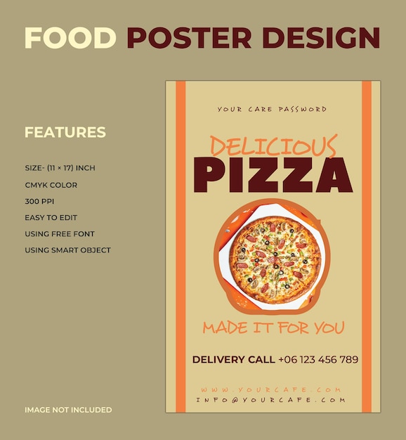 Vector plantilla de póster de comida rápida de pizza deliciosa