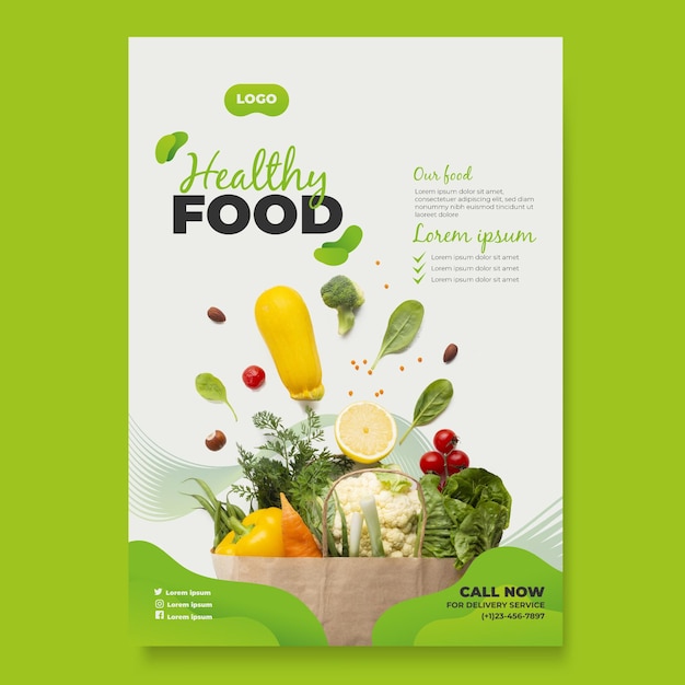 Plantilla de póster de comida saludable