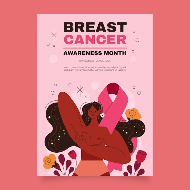 plantilla de póster de concienciación sobre el cáncer de mama