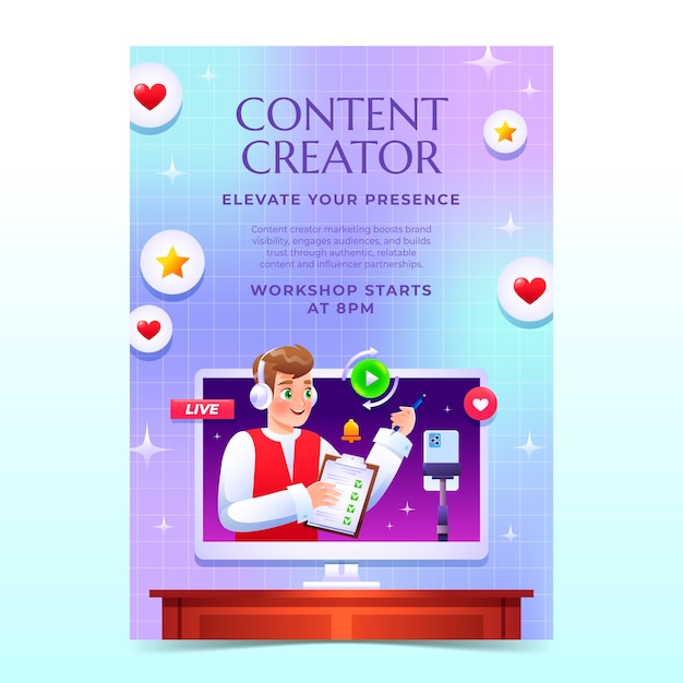 plantilla de póster para el creador de contenido