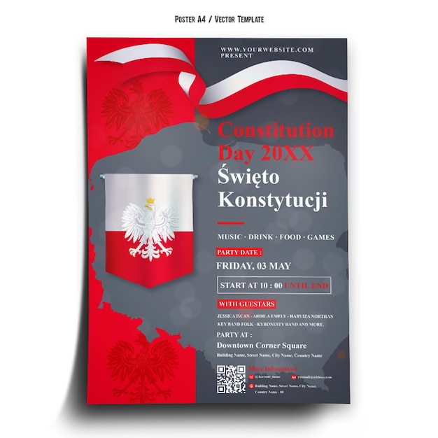 Plantilla de póster del Día de la Constitución de Polonia