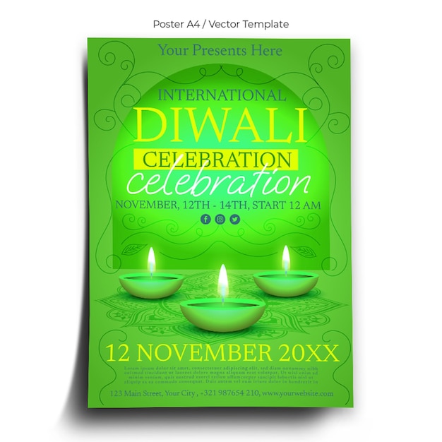 Plantilla de póster del día de diwali