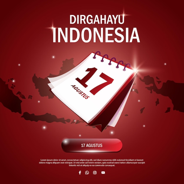 Plantilla de póster del día de la independencia de Indonesia