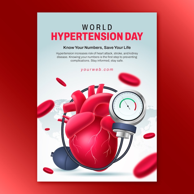 plantilla de póster del día mundial de la hipertensión gradiente