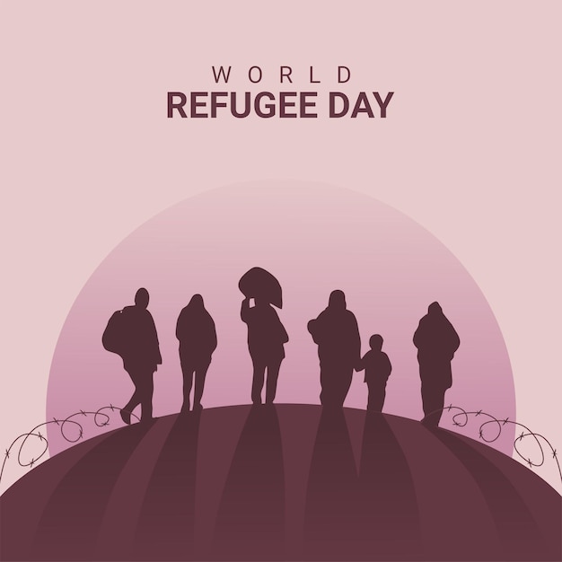 Vector plantilla de póster del día mundial de los refugiados