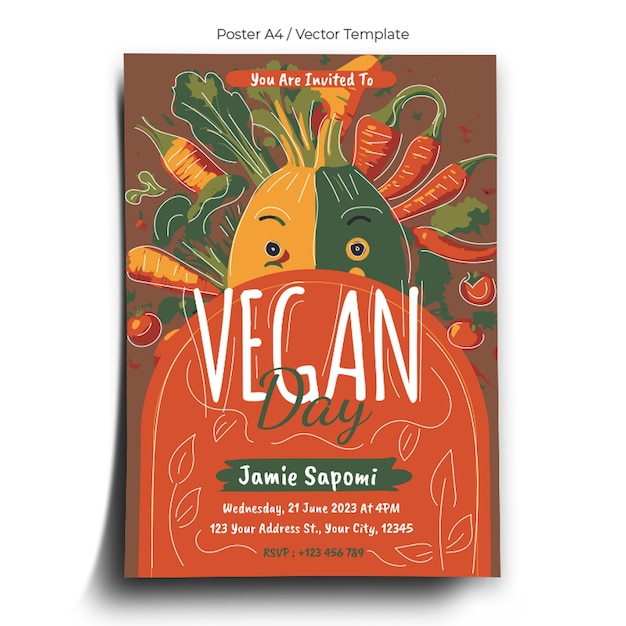 Plantilla de póster del día mundial vegano