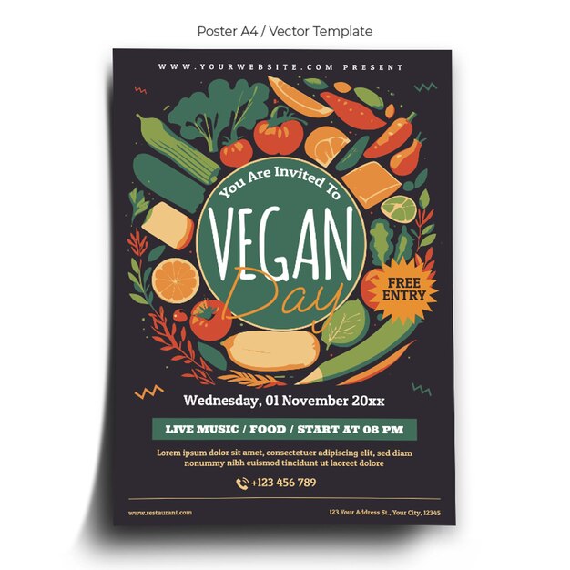 Vector plantilla de póster del día vegano