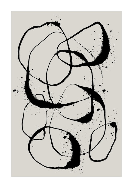 Plantilla de póster dibujada a mano - eps imprimible moderno minimalista de mediados de siglo - impresiones de estilo matisse