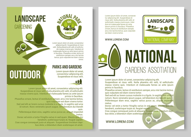 Vector plantilla de póster de diseño de paisaje y jardinería.