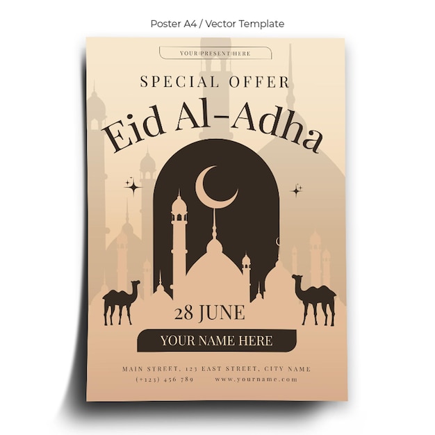 Vector plantilla de póster de eid aladha