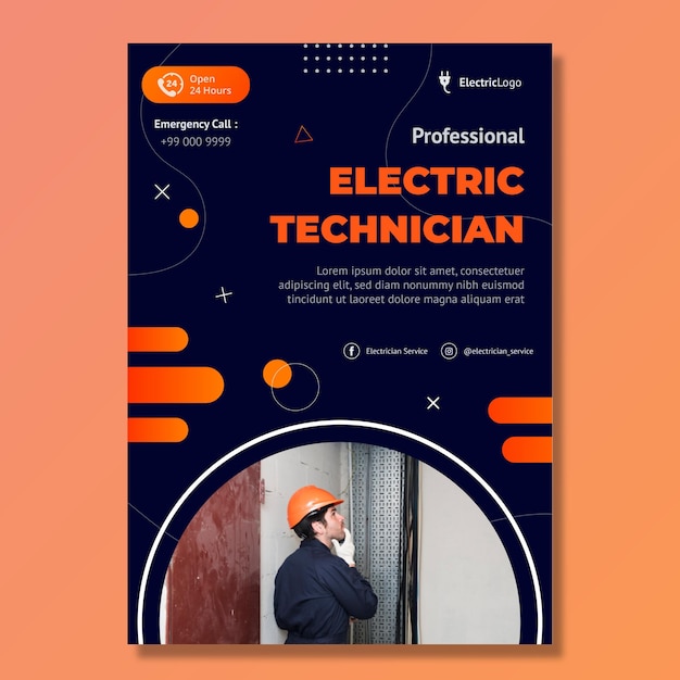 Vector plantilla de póster de electricista