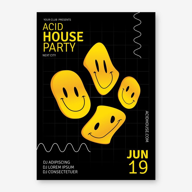 Plantilla de póster de emoji ácido