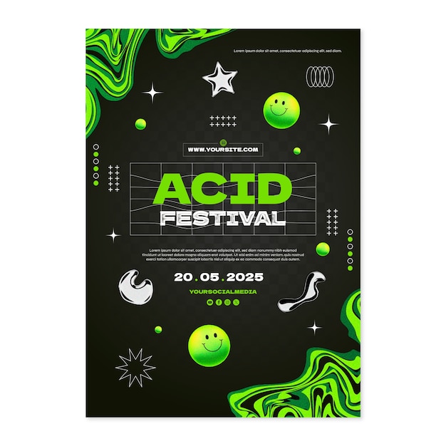 plantilla de póster de estilo ácido gradiente