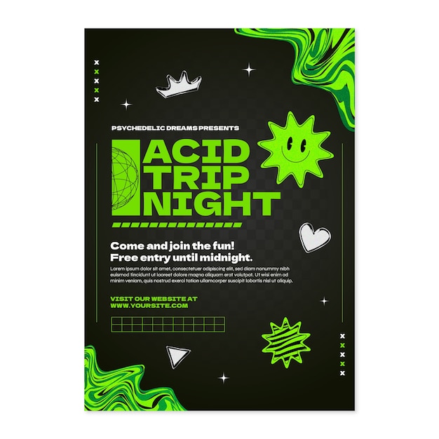 plantilla de póster de estilo ácido gradiente