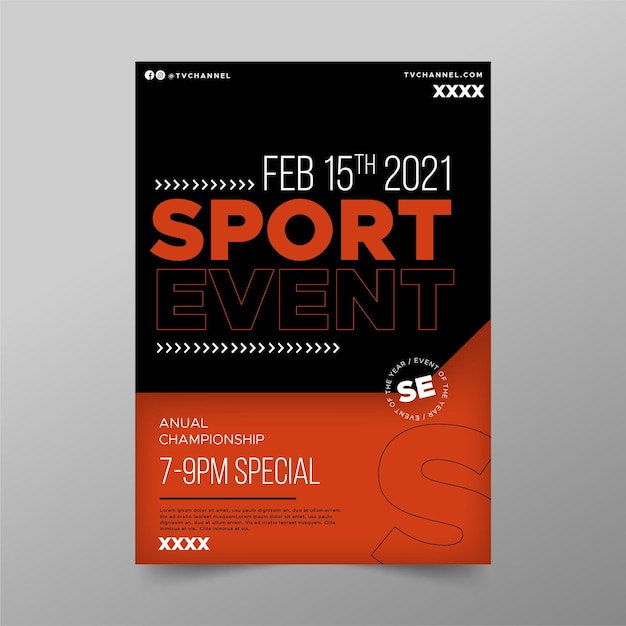 Vector plantilla de póster de evento deportivo minimalista