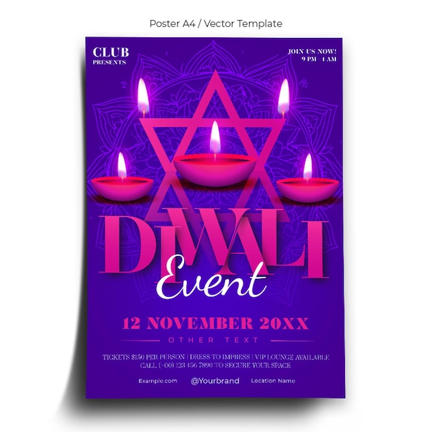 Plantilla de póster del evento de Diwali