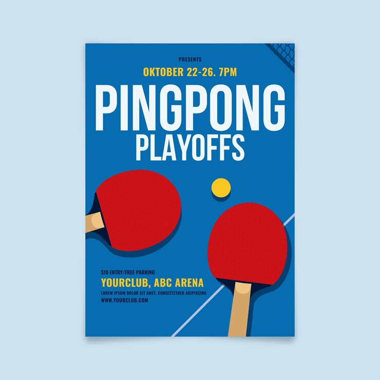 Vector plantilla de póster de evento de ping pong