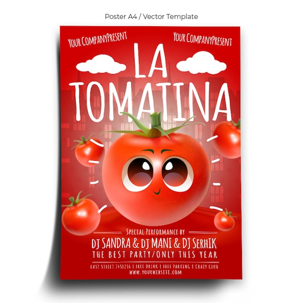 Plantilla de póster de evento de La Tomatina