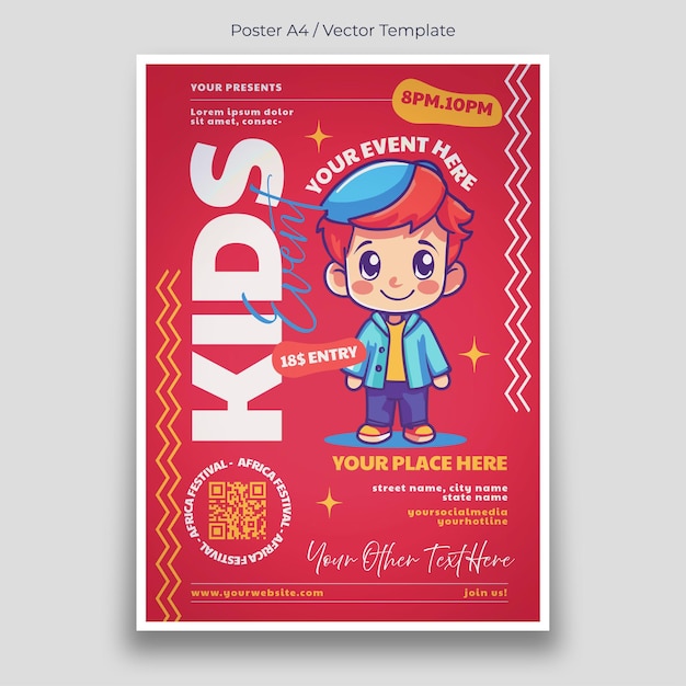Plantilla de póster para eventos para niños