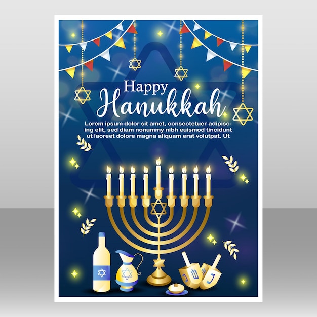 Plantilla de póster de feliz Hanukkah