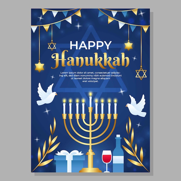 Plantilla de póster de feliz Hanukkah