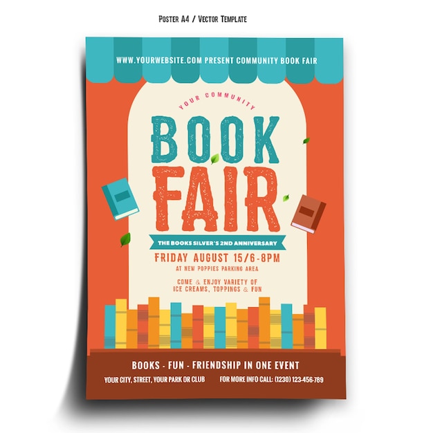 Plantilla de póster de feria del libro