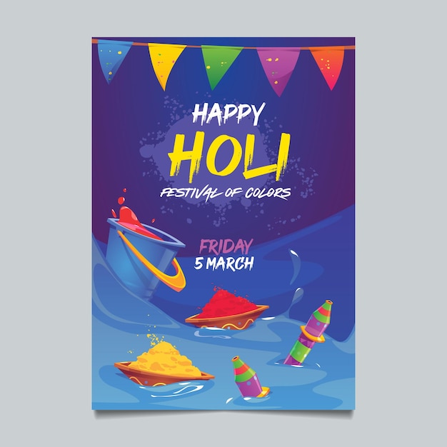 plantilla de póster del festival de Holi