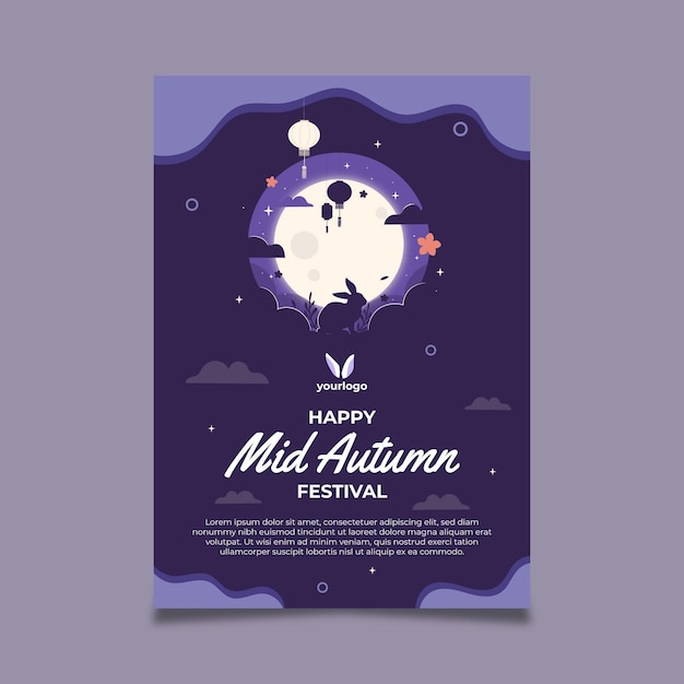 Vector plantilla de póster para el festival del medio otoño