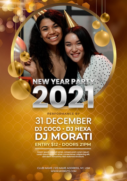 plantilla de póster de fiesta de año nuevo