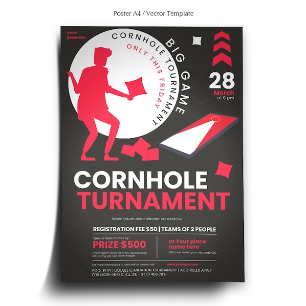 Plantilla de póster de fiesta Cornhole