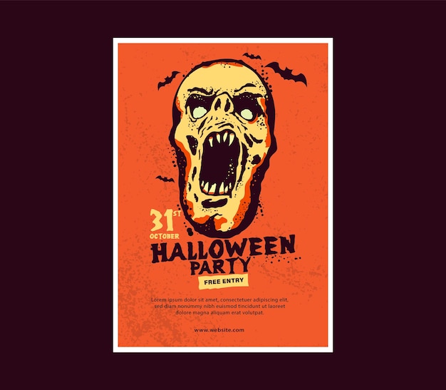 Vector plantilla de póster de fiesta de diseño de halloween de cara de miedo