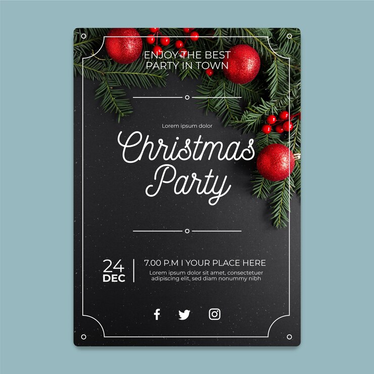 Vector plantilla de póster de fiesta de navidad con foto