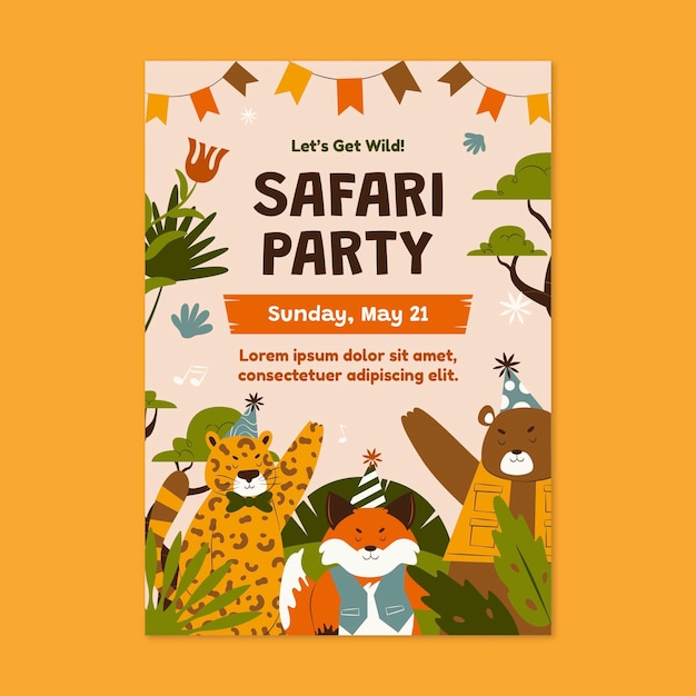 Vector plantilla de póster de fiesta de safari