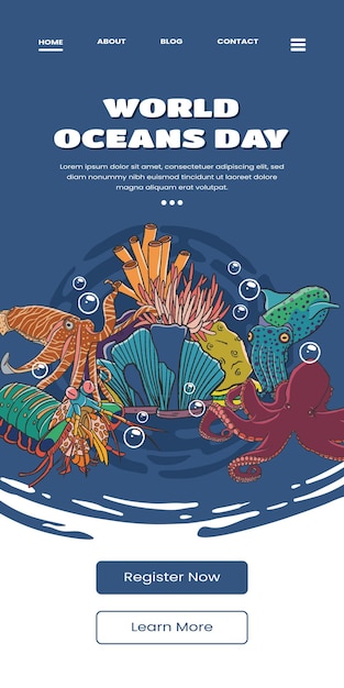 Plantilla de póster con ilustración de animales marinos de Indonesia