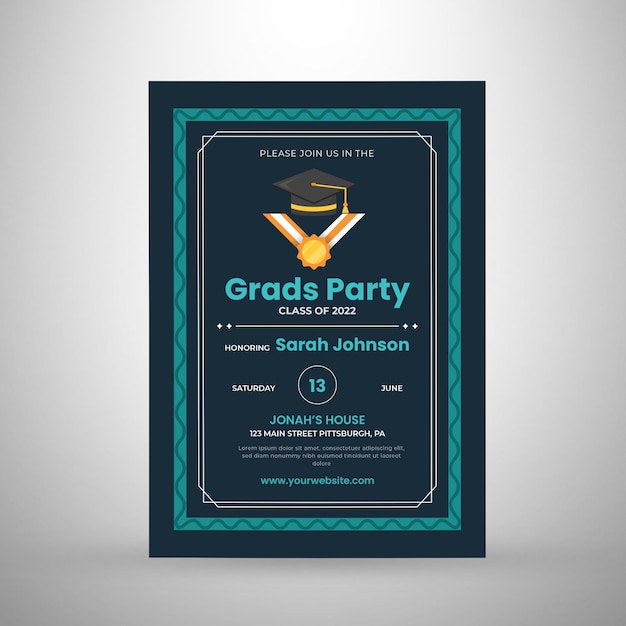 Plantilla de póster de invitación de fiesta de graduación creativa
