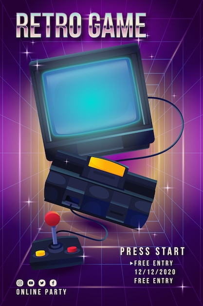 Plantilla de póster de juegos retro