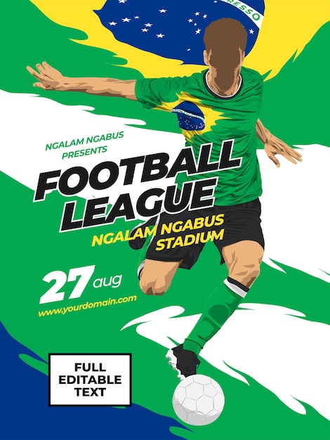 Vector plantilla de póster de la liga de fútbol de brasil