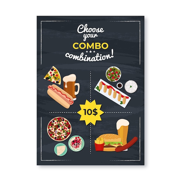 Plantilla de póster de menús combinados