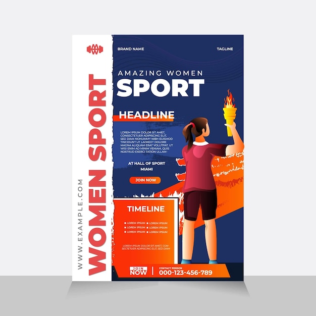 Vector plantilla de póster de mujeres en el deporte