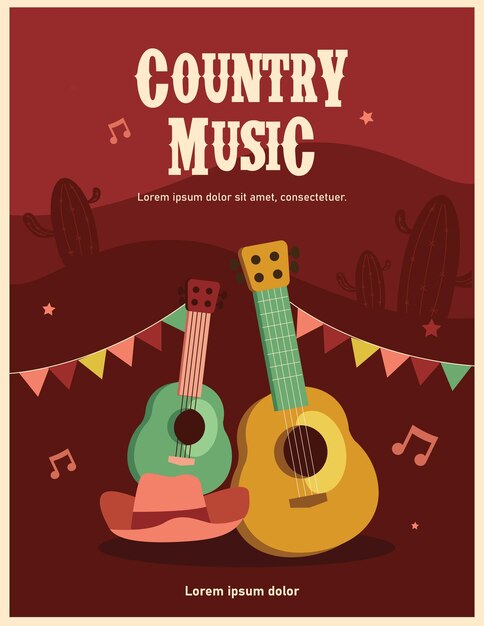 Vector plantilla de póster de música country 2