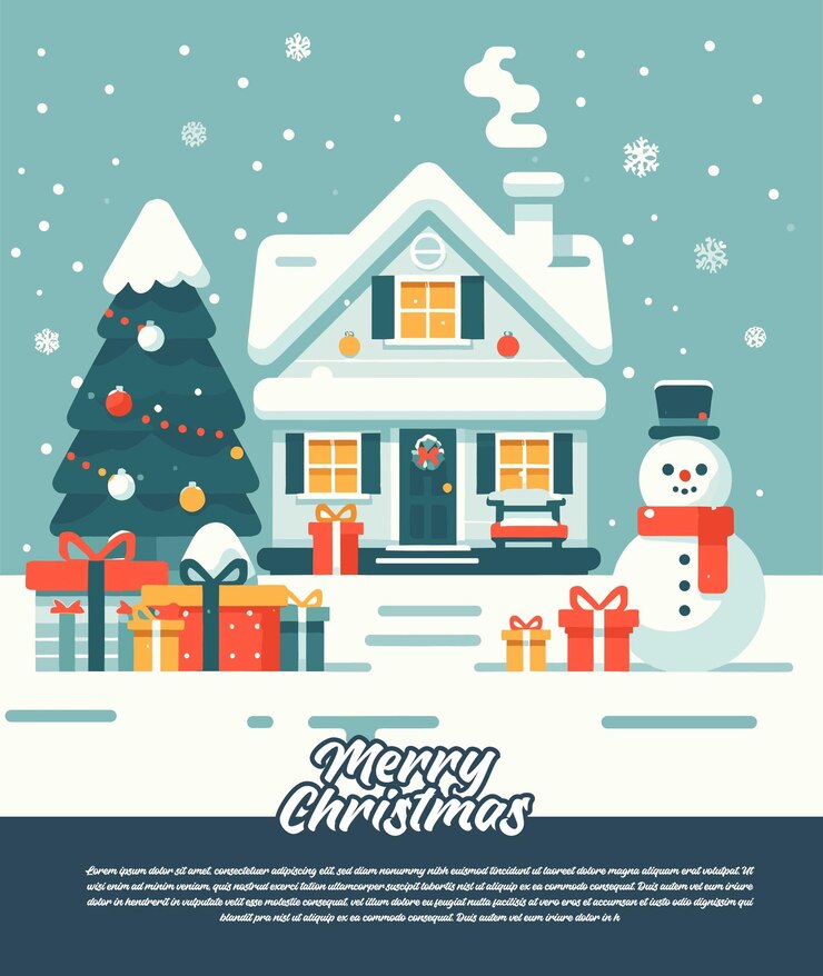 plantilla de póster de navidad plana