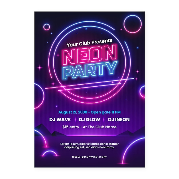 plantilla de póster de neón con gradiente