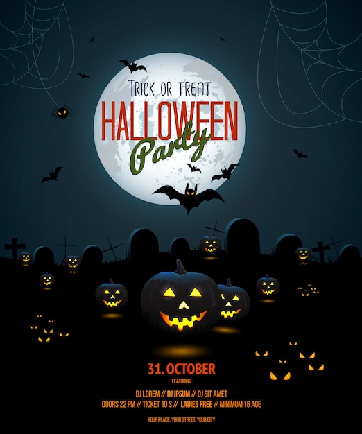 Plantilla de póster de la noche de Halloween