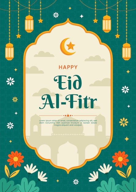 Vector plantilla de póster o pancarta para el feliz eid al fitr