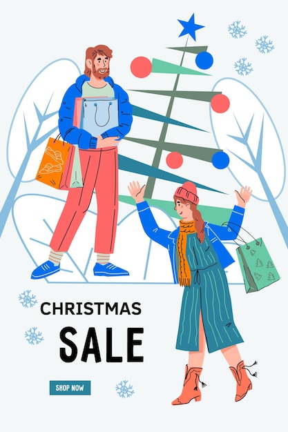 Plantilla de póster o volante de banner de redes sociales o web de venta de navidad y año nuevo