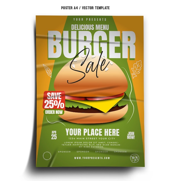 Plantilla de póster de oferta de hamburguesas