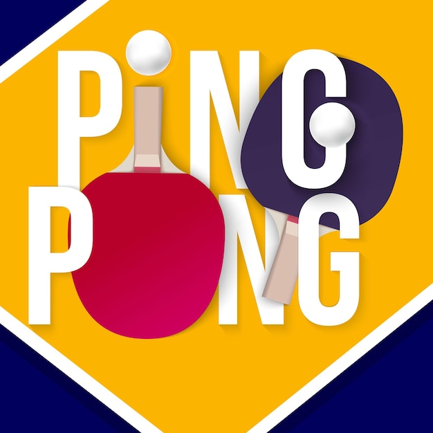 Plantilla de póster de ping pong. Mesa y raquetas para ping-pong. Ilustración vectorial EPS10